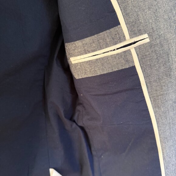 J.Crew Navy Blue single button Blazer Structured Tailored size 0 cotton stretch - Picture 5 of 5